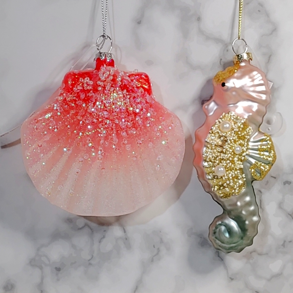 Glitter Nautical Ornament Set